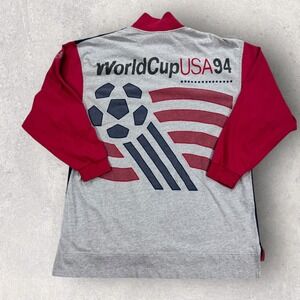 Vintage 90s Adidas World Cup USA 94 Retro Polo Shirt Mens‎ M Long Sleeve Patch